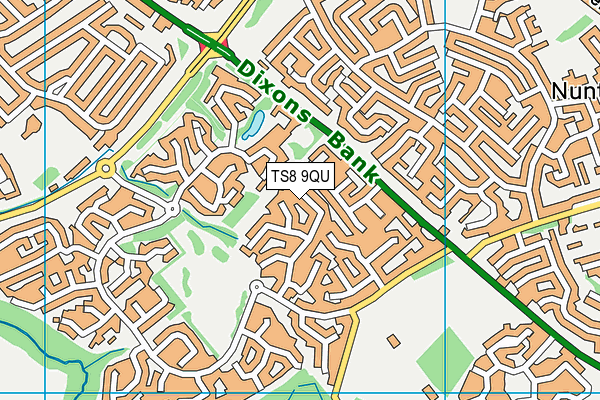 TS8 9QU map - OS VectorMap District (Ordnance Survey)