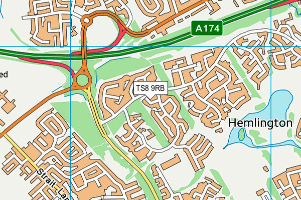 TS8 9RB map - OS VectorMap District (Ordnance Survey)