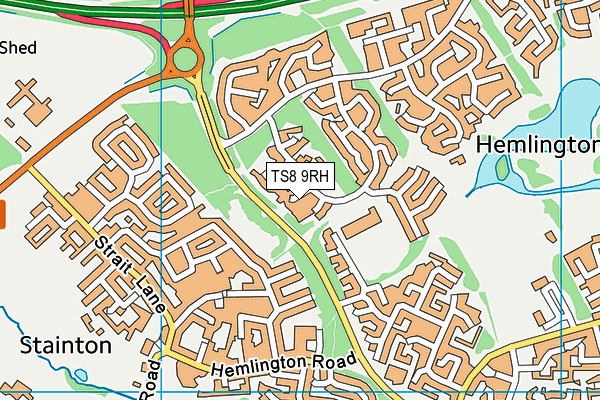 TS8 9RH map - OS VectorMap District (Ordnance Survey)