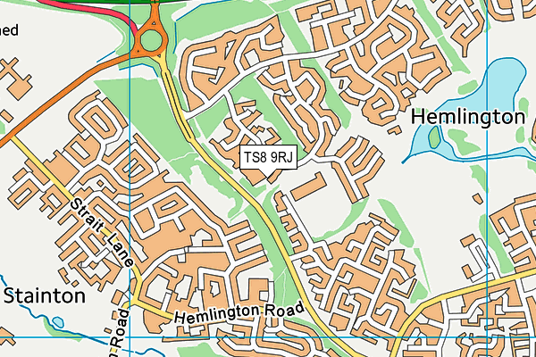 TS8 9RJ map - OS VectorMap District (Ordnance Survey)