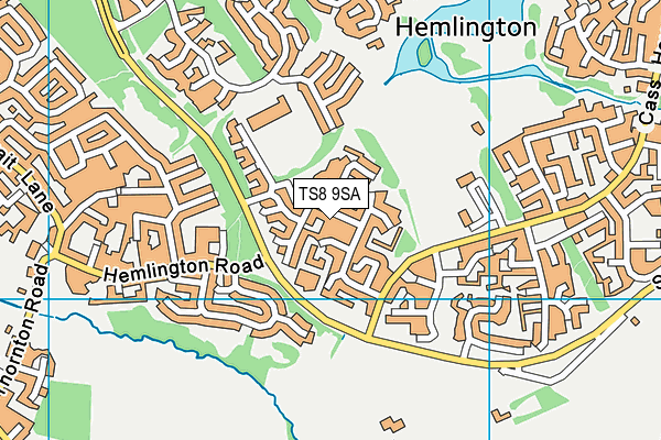 TS8 9SA map - OS VectorMap District (Ordnance Survey)