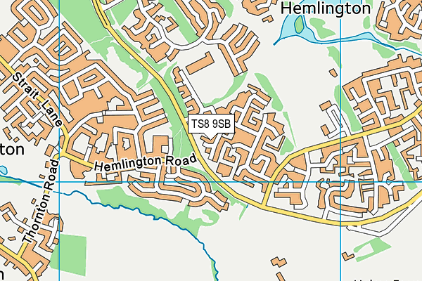 TS8 9SB map - OS VectorMap District (Ordnance Survey)