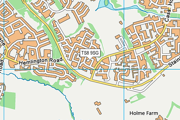 TS8 9SG map - OS VectorMap District (Ordnance Survey)