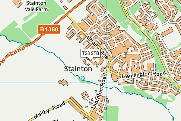 TS8 9TB map - OS VectorMap District (Ordnance Survey)