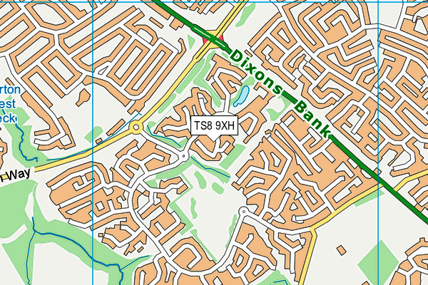 TS8 9XH map - OS VectorMap District (Ordnance Survey)