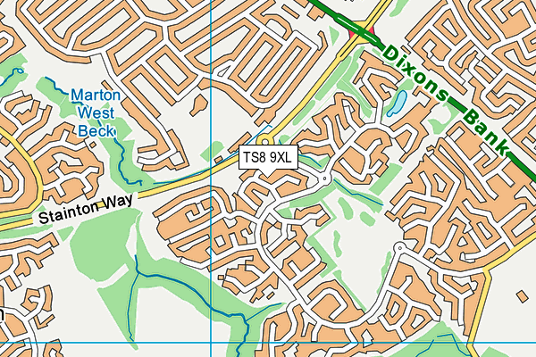 TS8 9XL map - OS VectorMap District (Ordnance Survey)