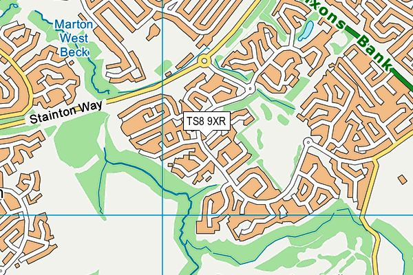 TS8 9XR map - OS VectorMap District (Ordnance Survey)