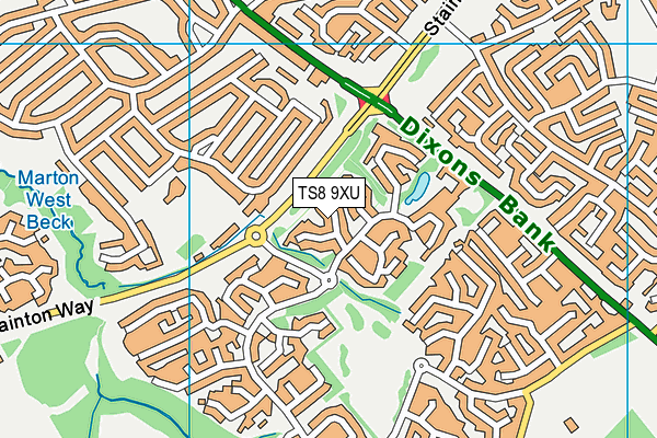 TS8 9XU map - OS VectorMap District (Ordnance Survey)