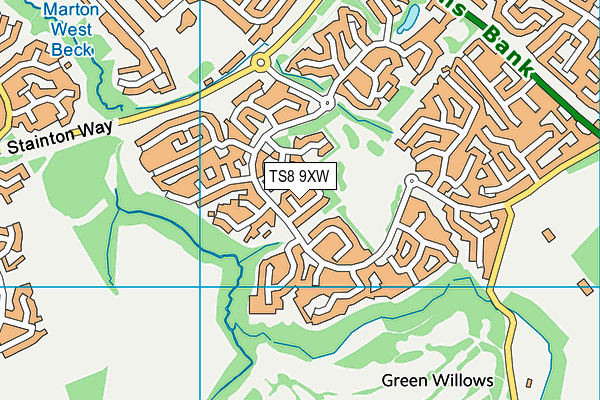 TS8 9XW map - OS VectorMap District (Ordnance Survey)