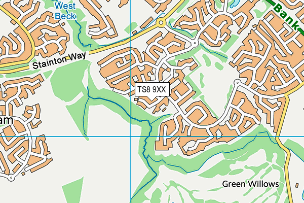 TS8 9XX map - OS VectorMap District (Ordnance Survey)