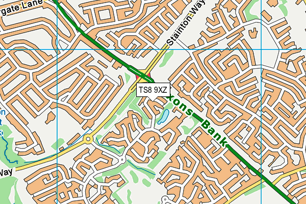 TS8 9XZ map - OS VectorMap District (Ordnance Survey)