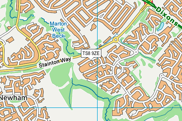 TS8 9ZE map - OS VectorMap District (Ordnance Survey)