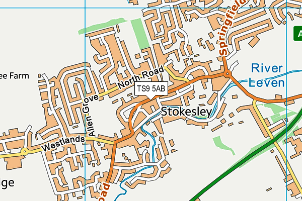 TS9 5AB map - OS VectorMap District (Ordnance Survey)