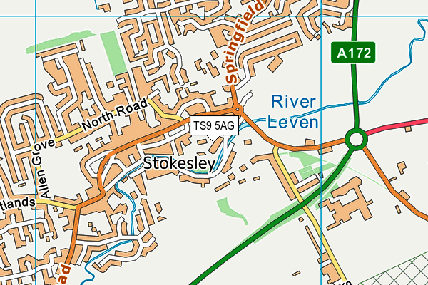 TS9 5AG map - OS VectorMap District (Ordnance Survey)
