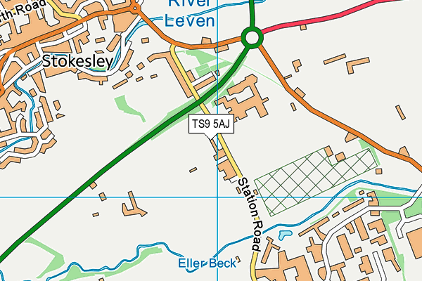 TS9 5AJ map - OS VectorMap District (Ordnance Survey)