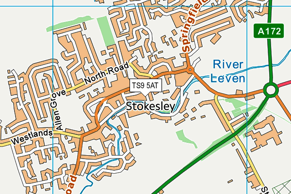 TS9 5AT map - OS VectorMap District (Ordnance Survey)