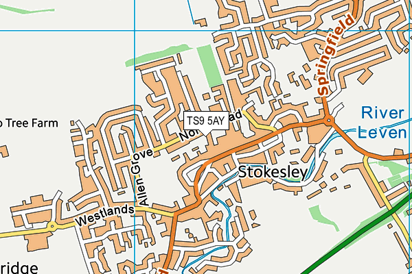 TS9 5AY map - OS VectorMap District (Ordnance Survey)