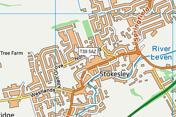 TS9 5AZ map - OS VectorMap District (Ordnance Survey)