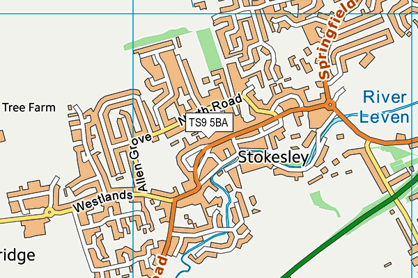 TS9 5BA map - OS VectorMap District (Ordnance Survey)