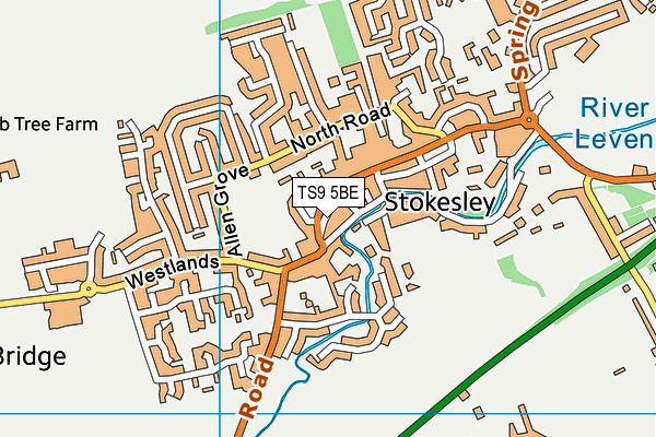 TS9 5BE map - OS VectorMap District (Ordnance Survey)