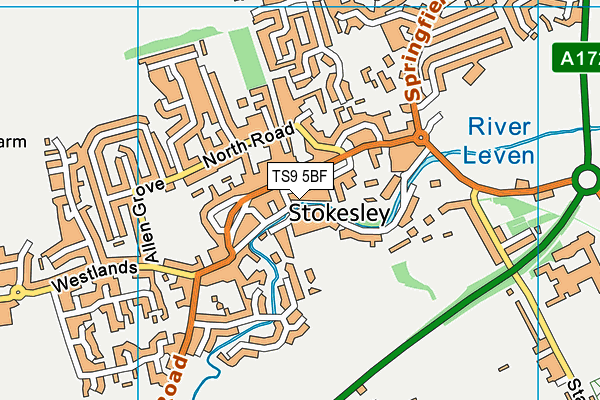 TS9 5BF map - OS VectorMap District (Ordnance Survey)