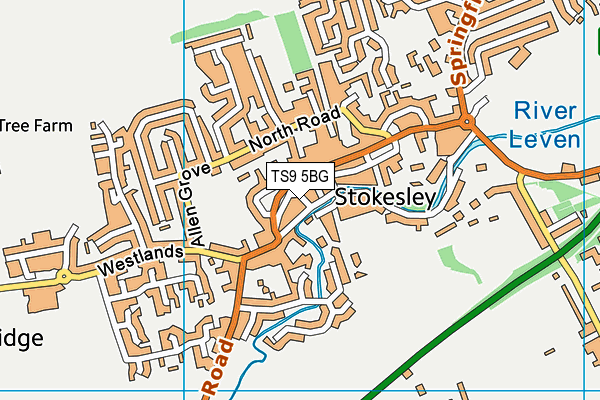 TS9 5BG map - OS VectorMap District (Ordnance Survey)