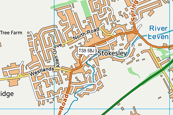 TS9 5BJ map - OS VectorMap District (Ordnance Survey)