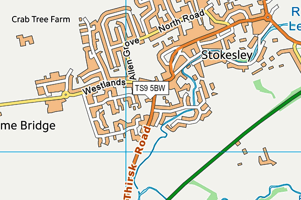 TS9 5BW map - OS VectorMap District (Ordnance Survey)