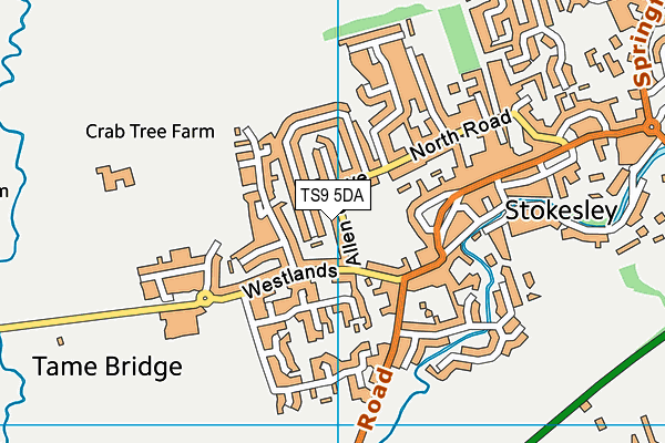 TS9 5DA map - OS VectorMap District (Ordnance Survey)