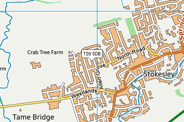 TS9 5DB map - OS VectorMap District (Ordnance Survey)