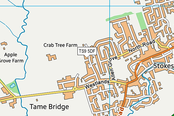 TS9 5DF map - OS VectorMap District (Ordnance Survey)