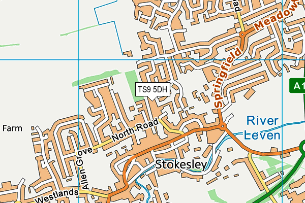 TS9 5DH map - OS VectorMap District (Ordnance Survey)
