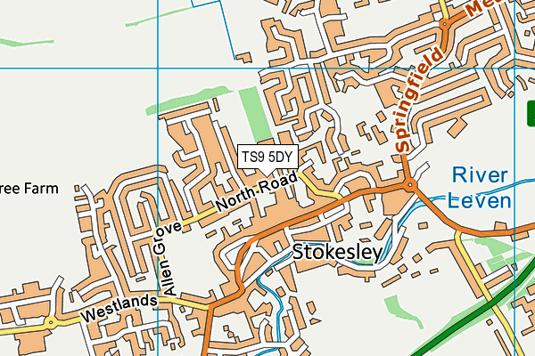 TS9 5DY map - OS VectorMap District (Ordnance Survey)