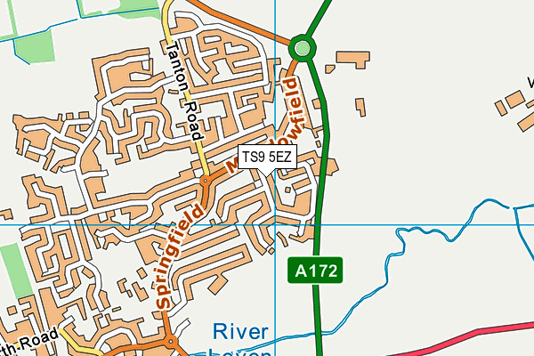 TS9 5EZ map - OS VectorMap District (Ordnance Survey)