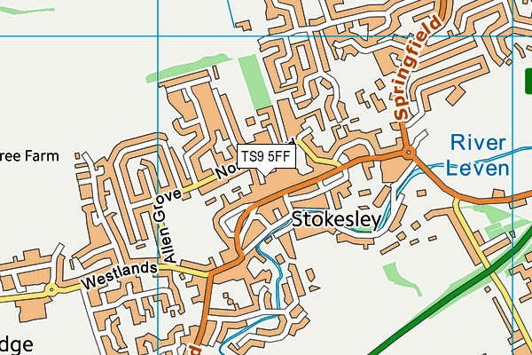 TS9 5FF map - OS VectorMap District (Ordnance Survey)