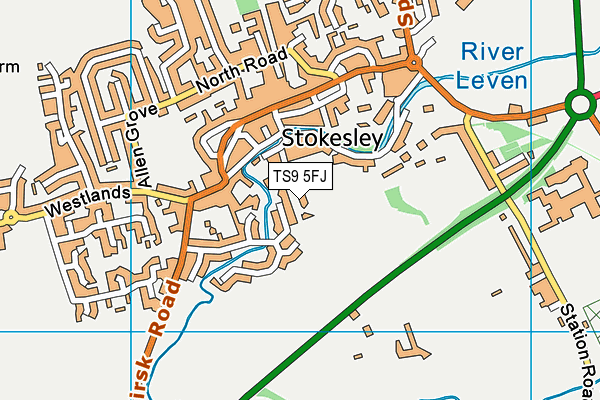 TS9 5FJ map - OS VectorMap District (Ordnance Survey)