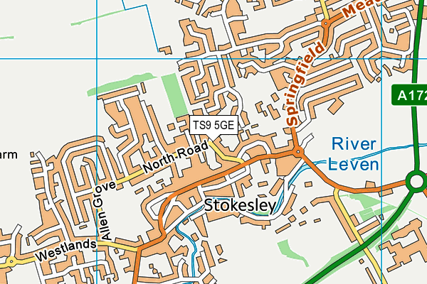 TS9 5GE map - OS VectorMap District (Ordnance Survey)