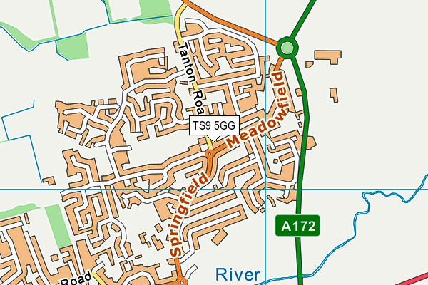 TS9 5GG map - OS VectorMap District (Ordnance Survey)
