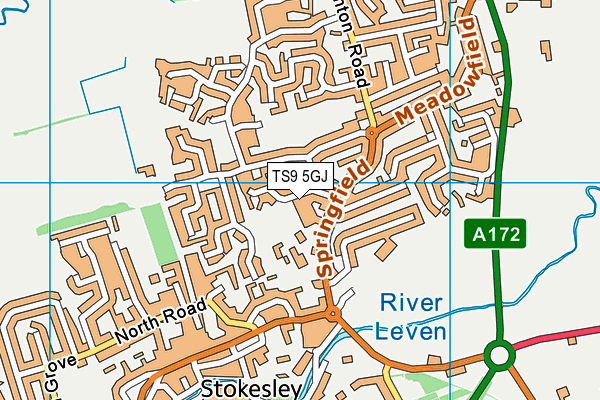 TS9 5GJ map - OS VectorMap District (Ordnance Survey)