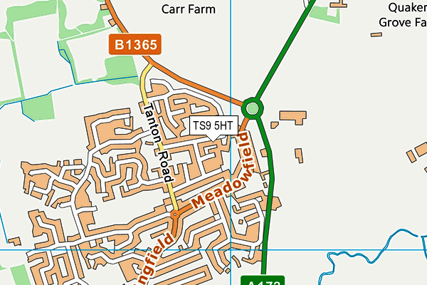 TS9 5HT map - OS VectorMap District (Ordnance Survey)