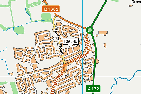 TS9 5HU map - OS VectorMap District (Ordnance Survey)