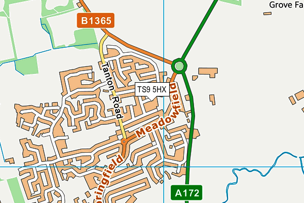 TS9 5HX map - OS VectorMap District (Ordnance Survey)