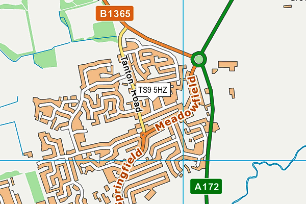 TS9 5HZ map - OS VectorMap District (Ordnance Survey)