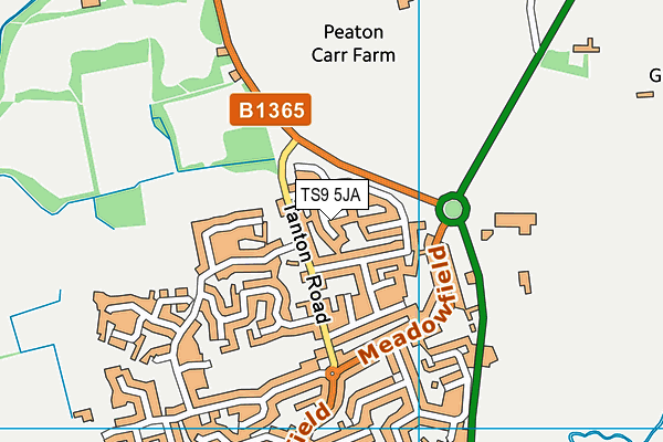 TS9 5JA map - OS VectorMap District (Ordnance Survey)