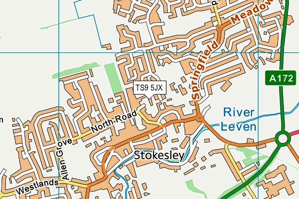 TS9 5JX map - OS VectorMap District (Ordnance Survey)