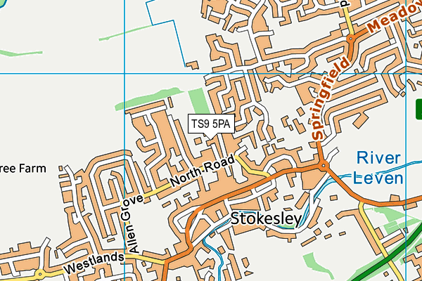 TS9 5PA map - OS VectorMap District (Ordnance Survey)