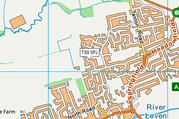 TS9 5PJ map - OS VectorMap District (Ordnance Survey)