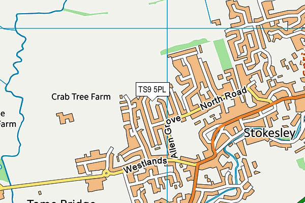 TS9 5PL map - OS VectorMap District (Ordnance Survey)