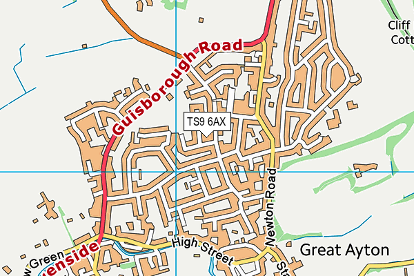 TS9 6AX map - OS VectorMap District (Ordnance Survey)