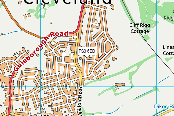 TS9 6ED map - OS VectorMap District (Ordnance Survey)